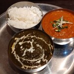 レッドチリ - チキンサグカレーとキーマカレーとライス