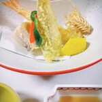 坐忘庵 - 揚物　天使海老　鱚（越冬キス）