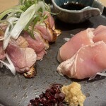 食堂101 - 天草大王のタタキ二点盛り 　胸肉ともも肉の2点盛り♪