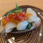 田田 - 塩漬けホタテと青紫蘇ベーゼ