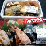 寿司丸忠 - 料理写真:近代マグロ入り特選にぎり(1382円税込)、のり弁当(645円税込)