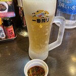 らあめん花月嵐 - 生ビール＋壺ニラ