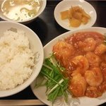 三陽楼 - 芝エビチリソース定食