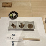 割烹 大田川 - ランチには前菜3種付き