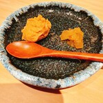 鮨ト和食いちり - あん肝ソース奈良漬け添え