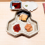 鮨 はしもと - 鮟肝, 甘海老, イクラ