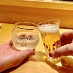 すしやのたい悟 - 乾杯✨　撮影：パープルキャットさん。