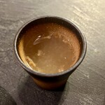 ミートタケシ - お通しスープ（フライドオニオン入り）濃厚で美味かった！