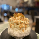 LatteArt-Bar Z.E.R.O - いもりんごかき氷♫鳴門金時〜紅はるかクリームにキャラメルソース！中にはりんごのコンポートにクロッフルラスクやアールグレイシロップなど味変出来る素材がたっぷり♬