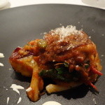 クッチーナ イタリアーナ ガッルーラ - ウンブリア州の伝統手打ちパスタ「ウンブリケッリ」、牛テールと鳴門金時・春菊のラグーで