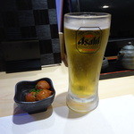 Sushi Kappou En - ちょい呑みセット：生ビールと鮪の肉団子