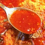 さんか亭 - 【2014年09月】赤ランチ（ﾕｯｹｼﾞｬﾝｽｰﾌﾟ）のスープアップ。