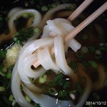 手打うどん 三徳 - 2014.10.12(日)14時　かけうどん250円と温かい山かけ肉ぶっかけ小670円　美味しい！
