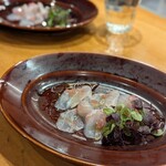 BurgerPOLICE - ヒラスズキのカルパッチョ：コースの１品