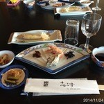 割烹旅館　志みず - 2014.11.24(月・祝)13時　昼飯1万円也(^o^)/　飲物別　焼渡り蟹と鯖が絶句！
      漬物、もろみアイスも絶品
