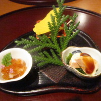 あざみ野 割烹 SEKIDO - 前菜3種盛り・いくら、アンキモ、ばい貝