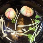 小暮や - 一度焼き上げてある肝、カイワレと麩毱がアクセント