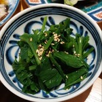 貝 刺身専門店 しらはら - ほうれん草おひたし