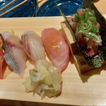 貝 刺身専門店 しらはら - 日替わり寿司5貫