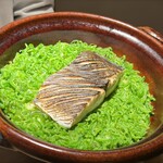 銀座 有涯 - 食事(三重 トロ鰆 万願寺とうがらし 有涯米)