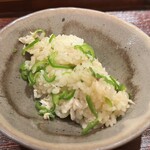 銀座 有涯 - 食事(三重 トロ鰆 万願寺とうがらし 有涯米)