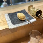 はい、串揚げです。 - ブロッコリーのリゾット