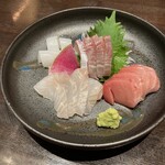 亜紗 - お刺身4点盛り(ヒラマサ、ヒラメ、マグロ、イカ)