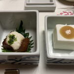 梅の花 - 嶺岡豆腐、鮪の湯葉とろろ掛け