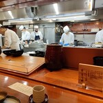 銀座ろくさん亭 - カウンター席からの風景