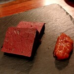 エレゾゲート - アラカルトから♫りんごを練り込んだ鹿のブーダンノワール♡りんごジャムを添えて♫