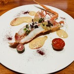 馳走西健一 - 【写真⑤】活アカザエビのソテー、フィンガーライム(伊豆)、トマト(掛川)の低温調理