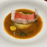 馳走西健一 - 【写真⑧】活〆金目鯛、きたあかりピュレ、ブイヤベース、銀杏