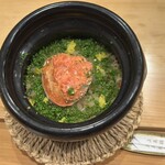 みつき - 浜坂の勢子蟹の土鍋ご飯（きくらげ、白菜和え）