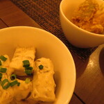 庵 浮雨 - ゴボウの青唐みそマヨネーズあえ、かぼちゃのマリネ