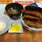 レストラン ふくしん - カツ丼（大）ソース多め、ポテトサラダ（提供時）