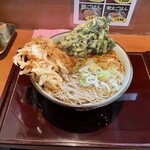 文殊 川越ホーム店 - 春菊そば、かき揚げ、大盛り