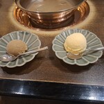 しゃぶ禅 - ほうじ茶と、バニラのアイスクリームです。