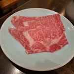 しゃぶ禅 - 山形牛A5リブロースのしゃぶしゃぶ肉・1皿目の残りです。