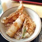 ゆで太郎 - 料理写真:海老、かしわ天、ちくわ天、オクラ