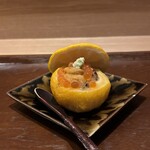 くずし 之助 - ・たら白子 柚子釜蒸し
      ・玉地 蒸餡