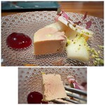 Refugeforestiere 五島 - フォアグラは滑らか食感で味わいもよくこれだけでも美味しいのですが、少し甘みを感じるソースと共に頂くと絶品。 倍量頂きたいくらいでした。笑