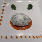 シェ・モリヤ - 魚料理　スズキをメレンゲで包み蒸したもの