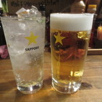 立ち呑みのさのや - チューハイレモンと生ビール(2014.11.29)