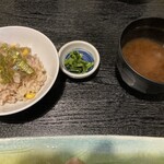 酒宴 菜乃庵 - 五穀米　お漬物　お味噌汁