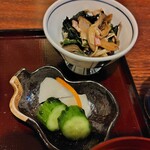 九十九草 - 小鉢と漬け物