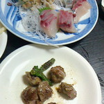 ずぼら - 141108東京　ずぼら　砂肝と刺身