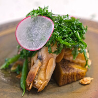 eos - ランチコース 7040円 の気仙沼 伝助穴子 アーモンド ケール