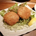 あぶり処 武蔵 - 熱々のメンチカツはジュワーと肉汁がうまうまでした♪