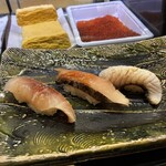 にぎり鮨 一五〇 - 旬三昧（ボラ、かつお、炙り鰆）