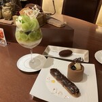 カカオティエゴカン - シャインマスカットのグランパフェ、生チョコフィナンシェ、レコルト、エクレール・ショコラ